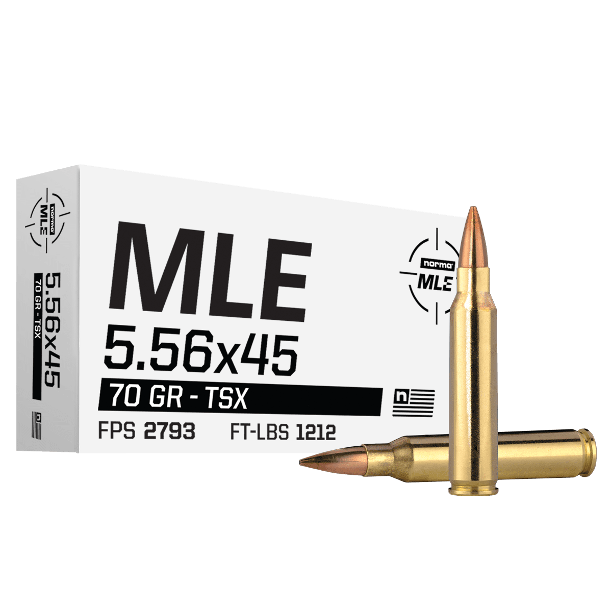 Norma MLE 5.56 NATO 70gr TSX Ammo - Box of 20